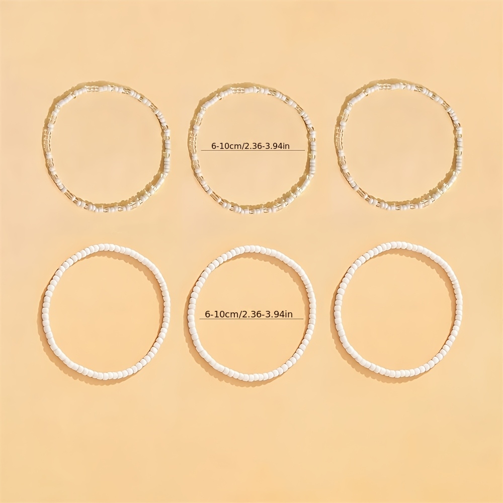 6 Mini Rice Beads Anklet Set in Bohemian Style